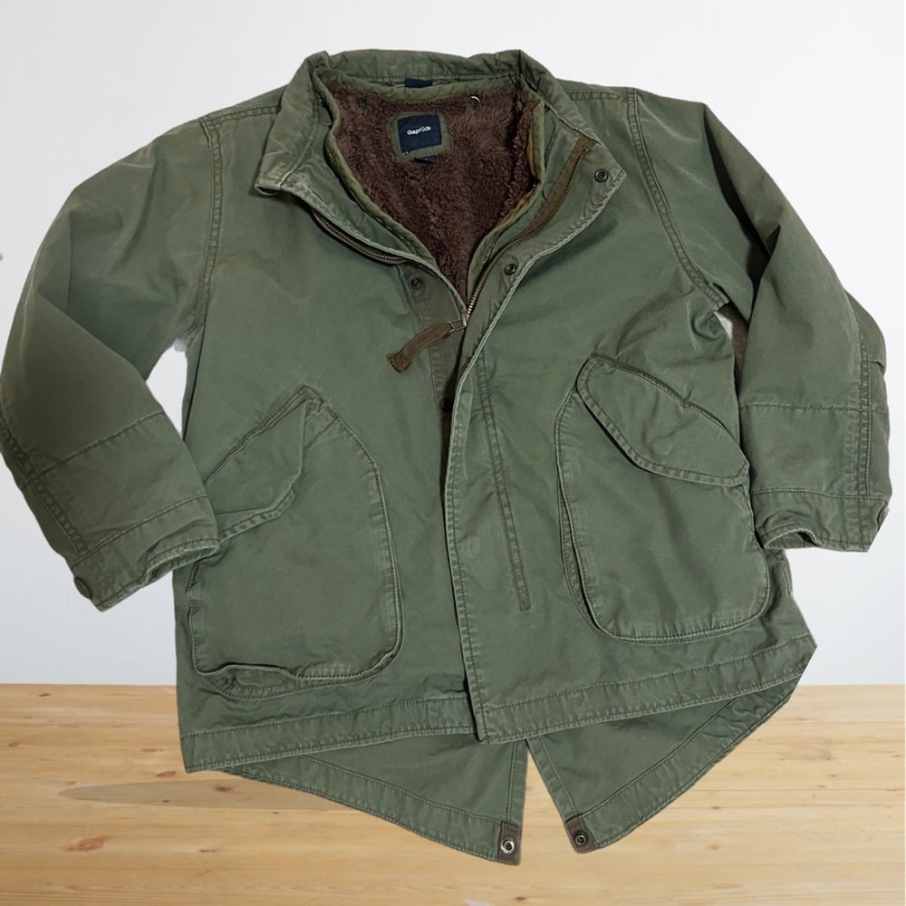 GAP Kids Army Green Field Jacket with Fury Lining
